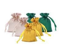 PATIKIL Satin Bags with Drawstring, 6 Pack 3 x 4 Inch Satin Wedding Favor Bags Mini Gift Packaging for Birthday Christmas Jewelry Party Storage, Green/Champagne/Gold