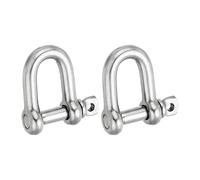 PATIKIL Screw Pin Shackle M5 3/16" 220lbs, 2 Pack 304 Stainless Steel D Ring Shackle for Chains Wire Rope Outdoor, Silver