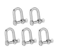 PATIKIL Screw Pin Shackle M5 3/16" 220lbs, 5 Pack 304 Stainless Steel D Ring Shackle for Chains Wire Rope Outdoor, Silver