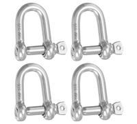 PATIKIL Screw Pin Shackle M5 3/16" 353lbs, 4 Pack 316 Stainless Steel D Ring Shackle for Chains Wire Rope Outdoor, Silver