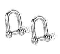 PATIKIL Screw Pin Shackle M6 1/4" 440lbs, 2 Pack 304 Stainless Steel D Ring Shackle for Chains Wire Rope Outdoor, Silver