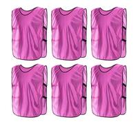 PATIKIL Scrimmage Vest, 6 Pack Soccer Pennies Soccer Jersey Training Vests Team Sports Pinnies Youth Football Practice Jerseys Fits Height 115cm to 145cm, Pink