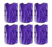 PATIKIL Scrimmage Vest, 6 Pack Soccer Pennies Soccer Jersey Training Vests Team Sports Pinnies Youth Football Practice Jerseys Fits Height 170cm to 200cm, Purple