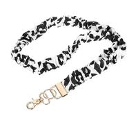 PATIKIL Scrunchie Lanyard Teacher, 1 Pack Stretchy Lanyards for Teachers Cute Lanyards ID Badge Holder with Clips for Women Keychain Card Holder, Black White Cream Gold