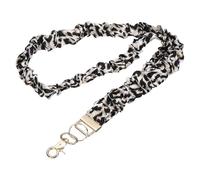 PATIKIL Scrunchie Lanyard Teacher, 1 Pack Stretchy Lanyards for Teachers Cute Lanyards ID Badge Holder with Clips for Women Keychain Card Holder, Khaki Leopard Print Gold