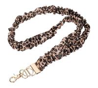 PATIKIL Scrunchie Lanyard Teacher, 1 Pack Stretchy Lanyards for Teachers Cute Lanyards ID Badge Holder with Clips for Women Keychain Card Holder, Brown Leopard Print Gold