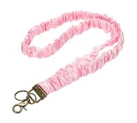 PATIKIL Scrunchie Lanyard Teacher, 1 Pack Stretchy Lanyards for Teachers Cute Lanyards ID Badge Holder with Clips for Women Keychain Card Holder, Pink