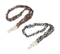 PATIKIL Scrunchie Lanyard Teacher, 2 Pack Stretchy Lanyards for Teachers Cute Lanyards ID Badge Holder with Clips for Women Keychain Card Holder, Brown/Khaki Leopard Print