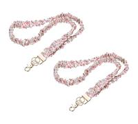 PATIKIL Scrunchie Lanyard Teacher, 2 Pack Stretchy Lanyards for Teachers Cute Lanyards ID Badge Holder with Clips for Women Keychain Card Holder, Pink Flower Gold