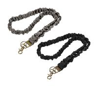 PATIKIL Scrunchie Lanyard Teacher, 2 Pack Stretchy Lanyards for Teachers Cute Lanyards ID Badge Holder with Clips for Women Keychain Card Holder, Black/Brown