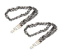 PATIKIL Scrunchie Lanyard Teacher, 2 Pack Stretchy Lanyards for Teachers Cute Lanyards ID Badge Holder with Clips for Women Keychain Card Holder, Khaki Leopard Print Gold
