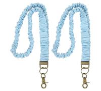 PATIKIL Scrunchie Lanyard Teacher,2 Pcs Stretchy Lanyards,Blue Striped | Stretchy for Teachers,Cute Retractable Neck Scrunchie Keychain ID Badge Holder with Clips for Women Keys Gift Cards