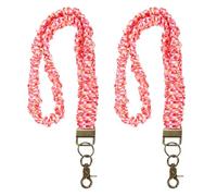 PATIKIL Scrunchie Lanyard Teacher, 2 Pcs Stretchy Lanyards for Teachers, Cute Retractable Neck Scrunchie Keychain ID Badge Holder with Clips for Women Keys Gift, White-Yellow-Orange Plaid