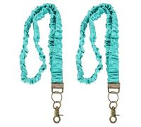 PATIKIL Scrunchie Lanyard Teacher, 2 Pcs Stretchy Lanyards for Teachers, Cute Retractable Neck Scrunchie Keychain ID Badge Holder with Clips for Women Keys Gift Cards, Green