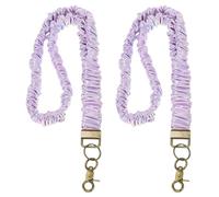 PATIKIL Scrunchie Lanyard Teacher, 2 Pcs Stretchy Lanyards for Teachers, Cute Retractable Neck Scrunchie Keychain ID Badge Holder with Clips for Women Keys Gift Cards, Purple Holographic