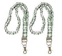 PATIKIL Scrunchie Lanyard Teacher,2 Pcs Stretchy Lanyards,Green-White Plaid | Stretchy for Teachers,Cute Retractable Neck Scrunchie Keychain ID Badge Holder with Clips for Women Keys Gift Cards