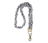PATIKIL Scrunchie Lanyard Teacher,Stretchy Lanyards,Black-White-Grey Plaid | Stretchy for Teachers,Cute Retractable Neck Scrunchie Keychain ID Badge Holder with Clips for Women Keys Gift Cards