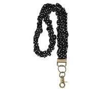 PATIKIL Scrunchie Lanyard Teacher,Stretchy Lanyards Black with White Dots | Stretchy for Teachers,Cute Retractable Neck Scrunchie Keychain ID Badge Holder with Clips for Women Keys Gift Cards