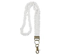 PATIKIL Scrunchie Lanyard Teacher, Stretchy Lanyards for Teachers, Cute Retractable Neck Scrunchie Keychain ID Badge Holder with Clips for Women Keys Gift Cards, White
