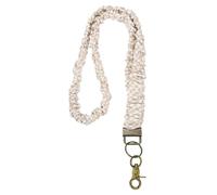 PATIKIL Scrunchie Lanyard Teacher, Stretchy Lanyards for Teachers, Cute Retractable Neck Scrunchie Keychain ID Badge Holder with Clips for Women Keys Gift Cards, Light Gold-White Plaid