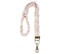 PATIKIL Scrunchie Lanyard Teacher, Stretchy Lanyards for Teachers, Cute Retractable Neck Scrunchie Keychain ID Badge Holder with Clips for Women Keys Gift Cards, Pink Floral