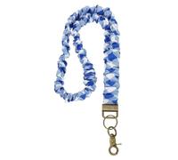 PATIKIL Scrunchie Lanyard Teacher, Stretchy Lanyards for Teachers, Cute Retractable Neck Scrunchie Keychain ID Badge Holder with Clips for Women Keys Gift Cards, Blue-White Plaid
