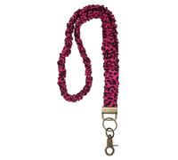 PATIKIL Scrunchie Lanyard Teacher, Stretchy Lanyards for Teachers, Cute Retractable Neck Scrunchie Keychain ID Badge Holder with Clips for Women Keys Gift Cards, Rose Red Leopard