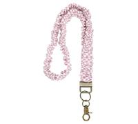 PATIKIL Scrunchie Lanyard Teacher,Stretchy Lanyards Light Pink-White Plaid | Stretchy for Teachers,Cute Retractable Neck Scrunchie Keychain ID Badge Holder with Clips for Women Keys Gift Cards