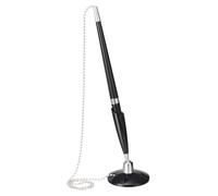 PATIKIL Secure Pen with Chain and Adhesive Pen Holder, Reception Counter Desk Pen with Security Pen Holder for Office Bank Hotel Lobby, Black