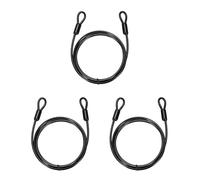 PATIKIL Security Cable Lock 5mmx1.5m, Black 3 Pcs | 4.9ft 132lb Load Capacity Vinyl Coated Stainless Steel Flexible Wire Rope Safety Cable Luggage Lock with Double Loops