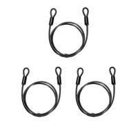 PATIKIL Security Cable Lock 5mmx1m, Black 3 Pcs | 3.3ft 132lb Load Capacity Vinyl Coated Stainless Steel Flexible Wire Rope Safety Cable Luggage Lock with Double Loops