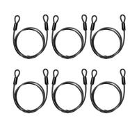 PATIKIL Security Cable Lock 5mmx1m, Black 6 Pcs | 3.3ft 132lb Load Capacity Vinyl Coated Stainless Steel Flexible Wire Rope Safety Cable Luggage Lock with Double Loops