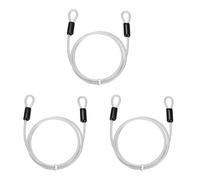 PATIKIL Security Cable Lock 5mmx1m, Clear 3 Pcs | 3.3ft 132lb Load Capacity Vinyl Coated Stainless Steel Flexible Wire Rope Safety Cable Luggage Lock with Double Loops