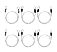 PATIKIL Security Cable Lock 5mmx1m, Clear 6 Pcs | 3.3ft 132lb Load Capacity Vinyl Coated Stainless Steel Flexible Wire Rope Safety Cable Luggage Lock with Double Loops