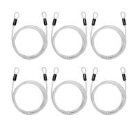 PATIKIL Security Cable Lock 5mmx2m, Clear 6 Pcs | 6.6ft 132lb Load Capacity Vinyl Coated Stainless Steel Flexible Wire Rope Safety Cable Luggage Lock with Double Loops