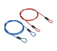 PATIKIL Security Steel Cable 2.5mm x 1m/3.28ft Coated Luggage Lock Wire Rope with Double Loop Blue, Red 2 Pack