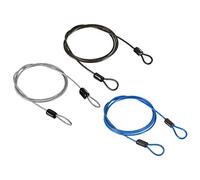PATIKIL Security Steel Cable 2.5mm x 1m/3.28ft Coated Luggage Lock Wire Rope with Double Loop Transparent, Black, Blue 3 Pack