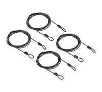 PATIKIL Security Steel Cable 2.5mm x 2m/6.56ft Coated Luggage Lock Wire Rope with Double Loop Black 4 Pack