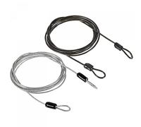 PATIKIL Security Steel Cable 2.5mm x 2m/6.56ft Coated Luggage Lock Wire Rope with Double Loop Transparent, Black 2 Pack