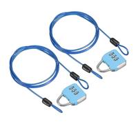 PATIKIL Security Steel Cable with 3 Digit Combination Lock, 2 Set Travel Padlock 3.3Ft Coated Safety Wire Rope Double Loop for Luggage Suitcase, Sky Blue