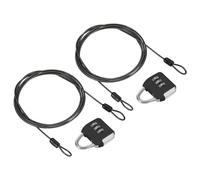 PATIKIL Security Steel Cable with 3 Digit Combination Lock, 2 Set Travel Padlock 6.6Ft Coated Safety Wire Rope Double Loop for Luggage Suitcase, Black
