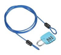 PATIKIL Security Steel Cable with 3 Digit Combination Lock, 3.3Ft/1M Coated Safety Wire Rope Double Loop Padlock for Outdoor Travel Luggage, Sky Blue