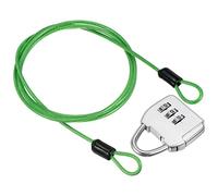 PATIKIL Security Steel Cable with 3 Digit Combination Lock, Travel Padlock 3Ft Green Coated Safety Wire Rope Double Loop for Luggage Suitcase, Silver