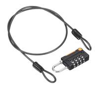 PATIKIL Security Steel Cable with 4 Digit Combination Lock, 1.6Ft Coated Safety Wire Rope Double Loop Padlock for Outdoor Travel Luggage, Black