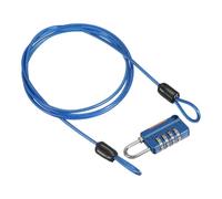 PATIKIL Security Steel Cable with 4 Digit Combination Lock, 1 Set 3.3Ft Coated Safety Wire Rope Double Loop Padlock for Outdoor Travel Luggage, Clear Blue Blue