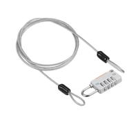 PATIKIL Security Steel Cable with 4 Digit Combination Lock, 1 Set 3.3Ft Coated Safety Wire Rope Double Loop Padlock for Outdoor Travel Luggage, Clear Gray