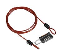 PATIKIL Security Steel Cable with 4 Digit Combination Lock, 1 Set 3.3Ft Coated Safety Wire Rope Double Loop Padlock for Outdoor Travel Luggage, Clear Red Black