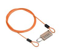 PATIKIL Security Steel Cable with 4 Digit Combination Lock, 1 Set 4.9Ft Coated Safety Wire Rope Double Loop Padlock for Outdoor Travel Luggage, Clear Orange Gold