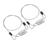 PATIKIL Security Steel Cable with 4 Digit Combination Lock, 2 Set 1.6Ft Coated Safety Wire Rope Double Loop Padlock for Outdoor Travel Luggage, Gray