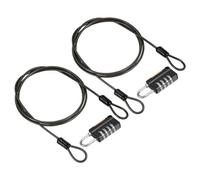 PATIKIL Security Steel Cable with 4 Digit Combination Lock, 2 Set 3.3Ft Coated Safety Wire Rope Double Loop Padlock for Outdoor Travel Luggage, Black